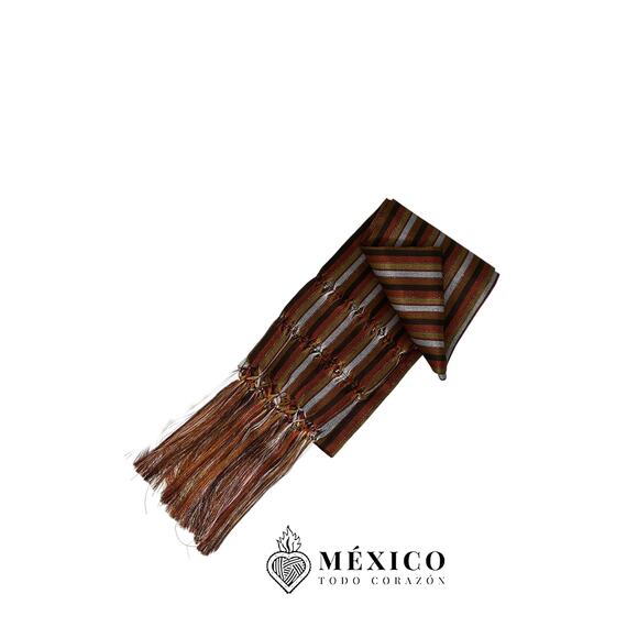 Mexican rebozo brown stripes - Picture 2 of 4